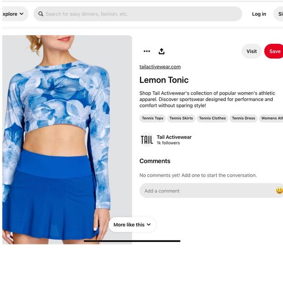 NWOT Tail Activewear Teal White Sasha Long Sleeve Crop Top Rash Guard SPF 50 SM - Picture 5 of 5